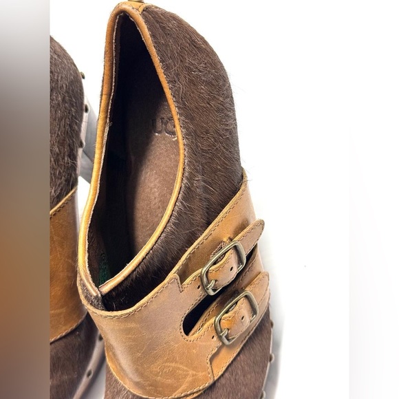 UGG Booties Illana Calf Hair Brown Platform Heels Buckle 1001614 - Size 7 - Picture 9 of 11